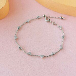 Kendra Scott - Haven Heart White Crystal Silver Chain Bracelet - NEW